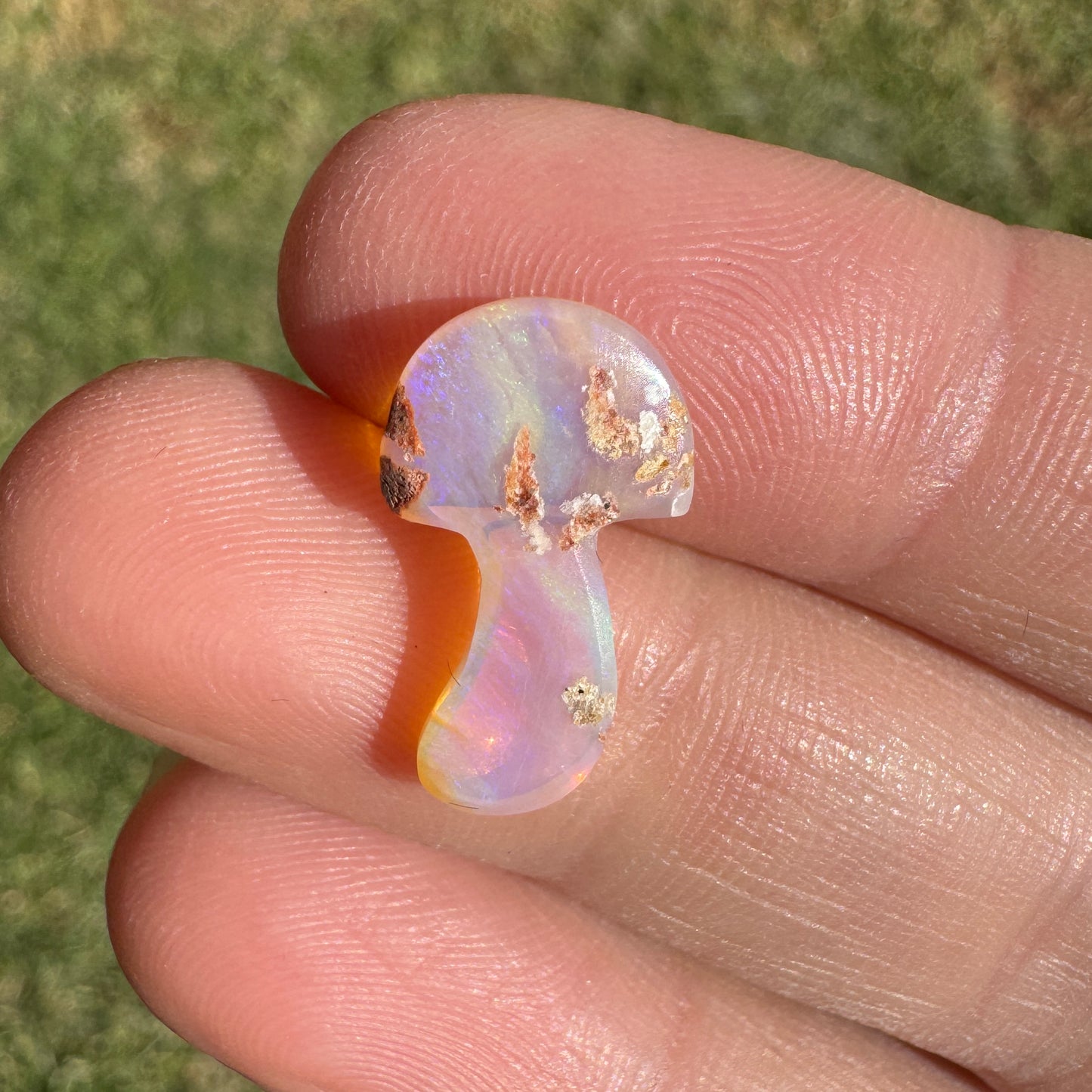 2.74 Ct wood replacement opal mushroom carving