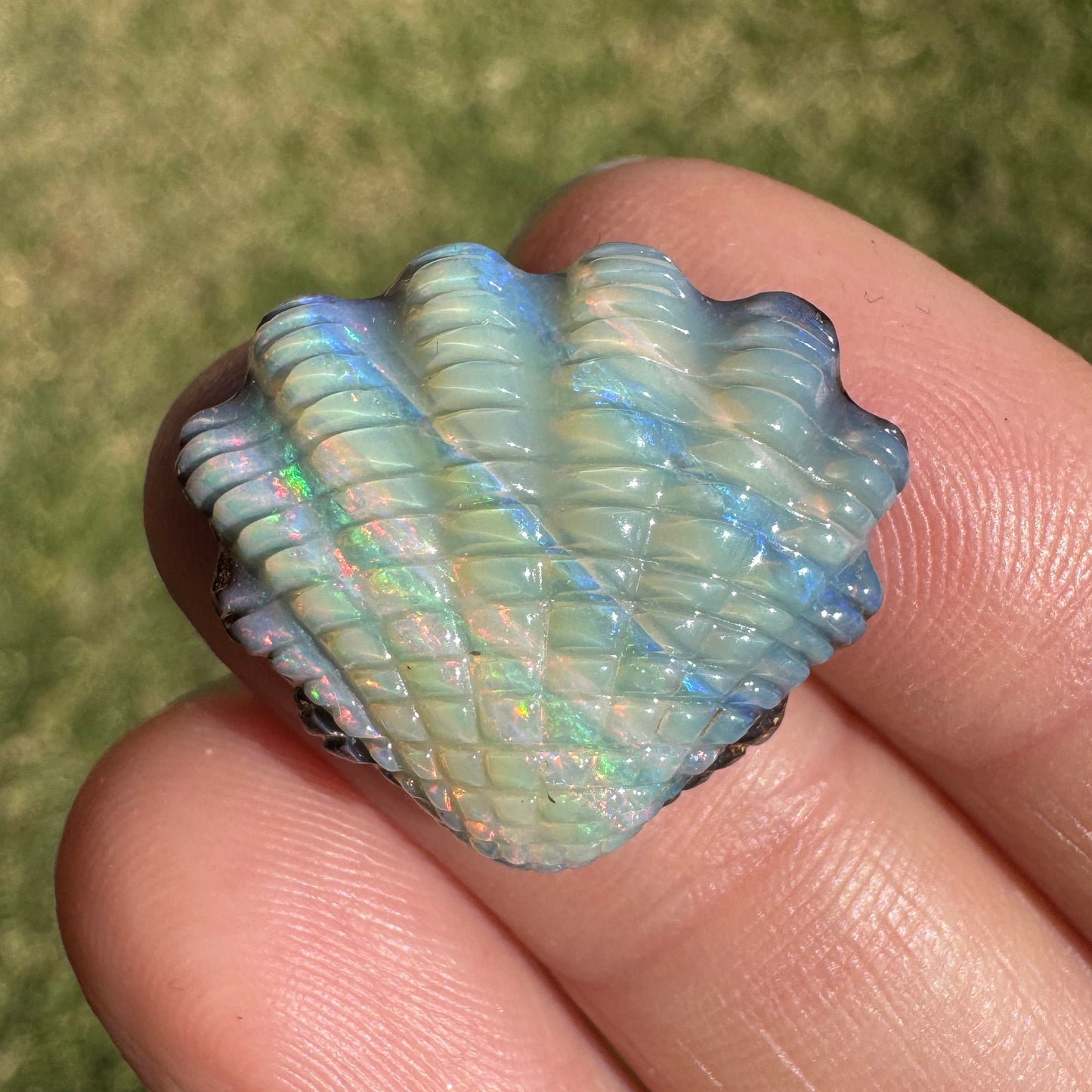 15.40 Ct shell boulder opal carving