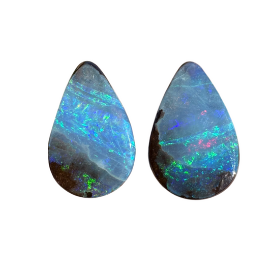 9.78 Ct teardrop boulder opal pair
