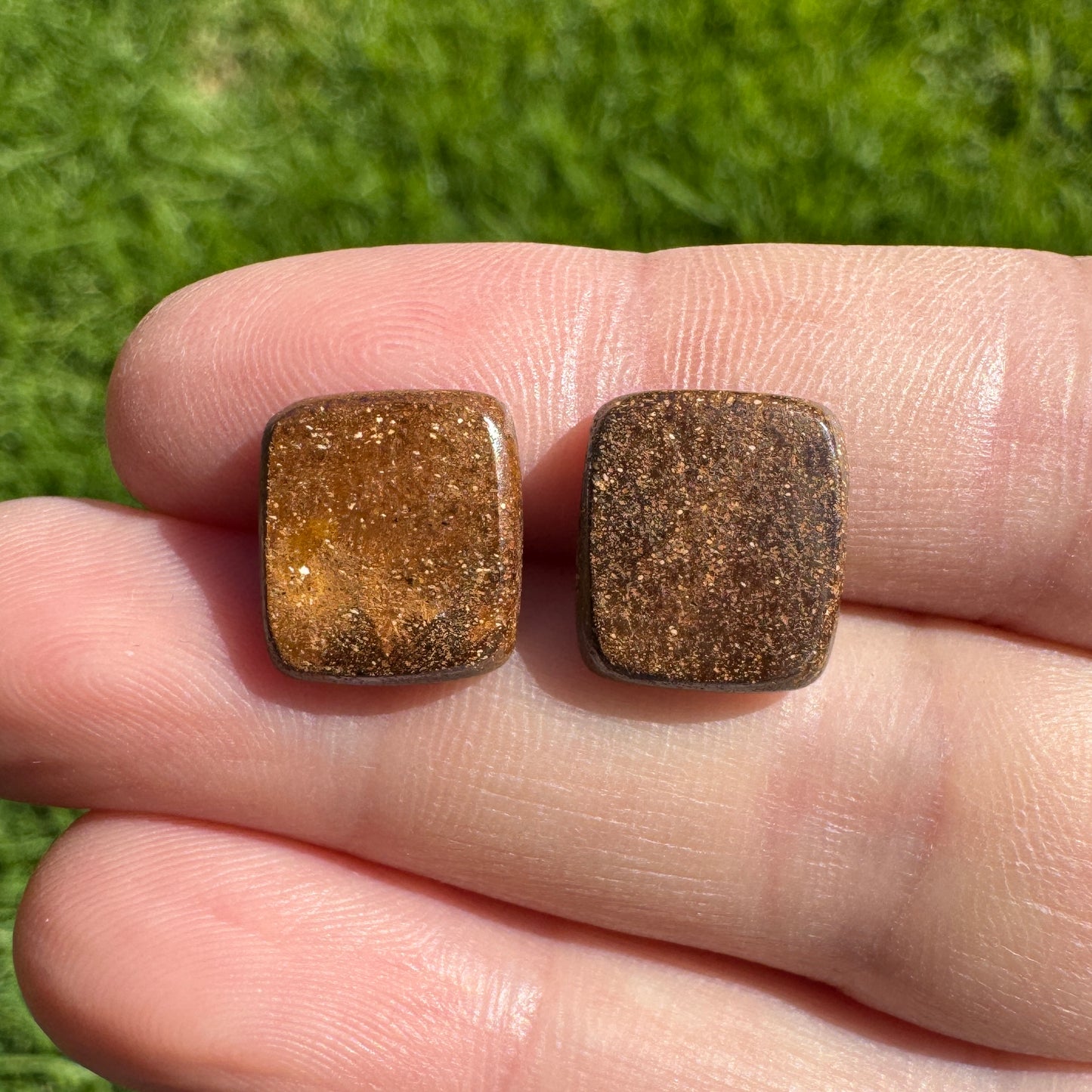 8.66 Ct rectangle boulder opal pair