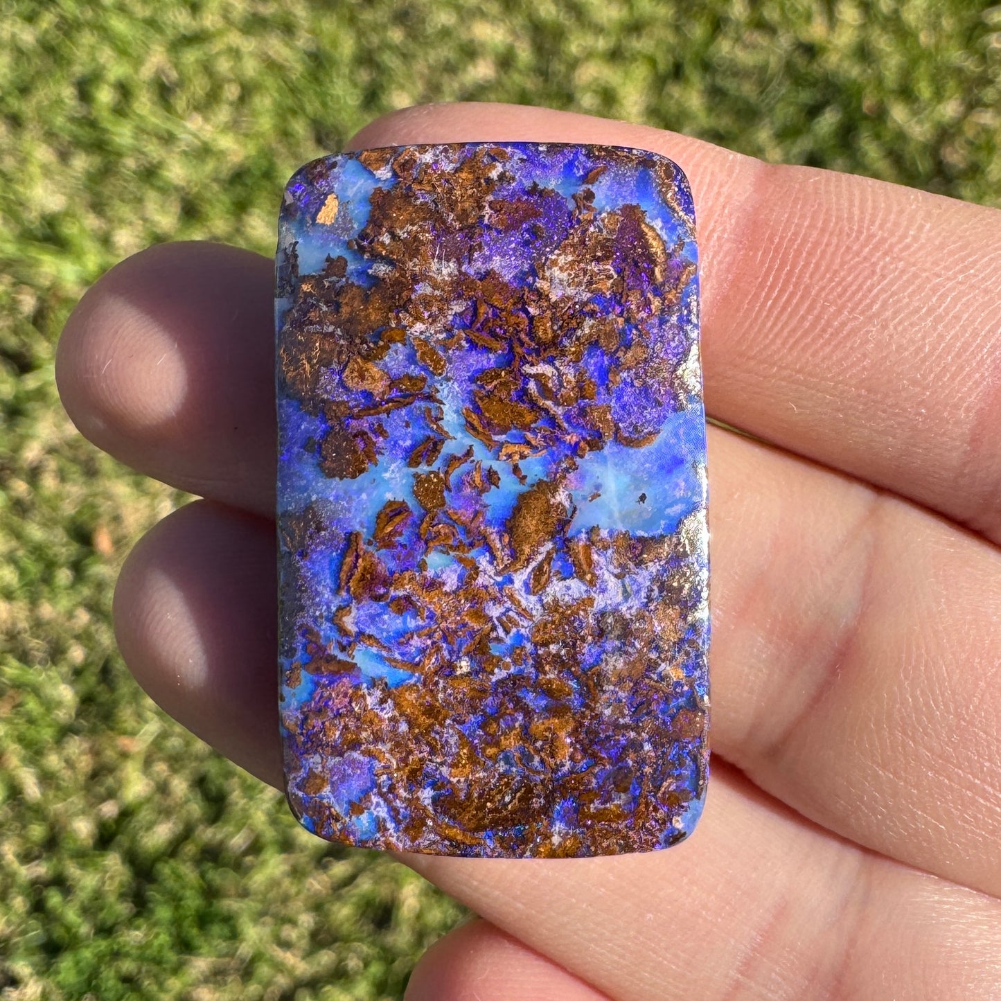 47.40 Ct extra large blue and purple matrix boulder opal