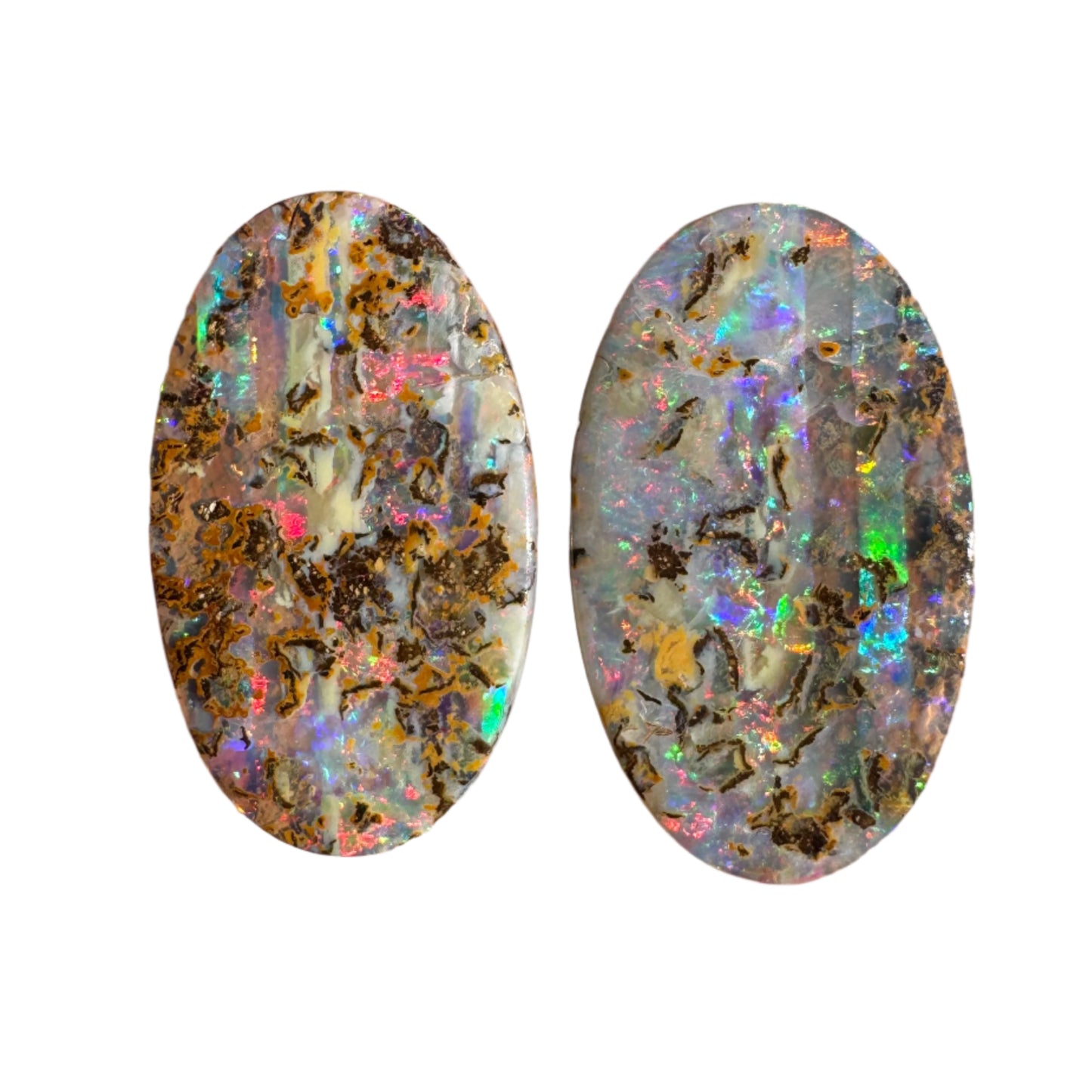 13.58 Ct oval boulder opal pair