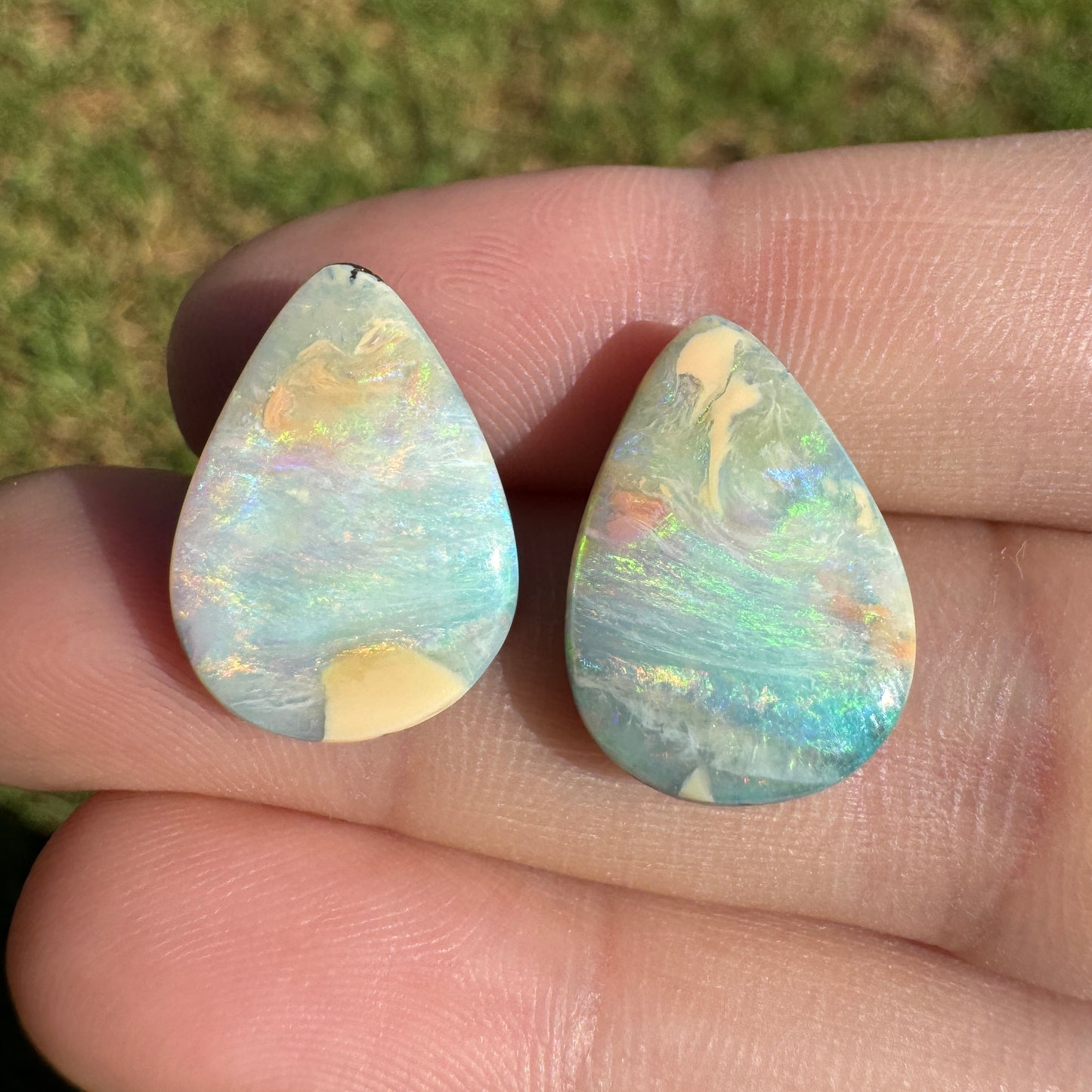 12.14 Ct teardrop boulder opal pair