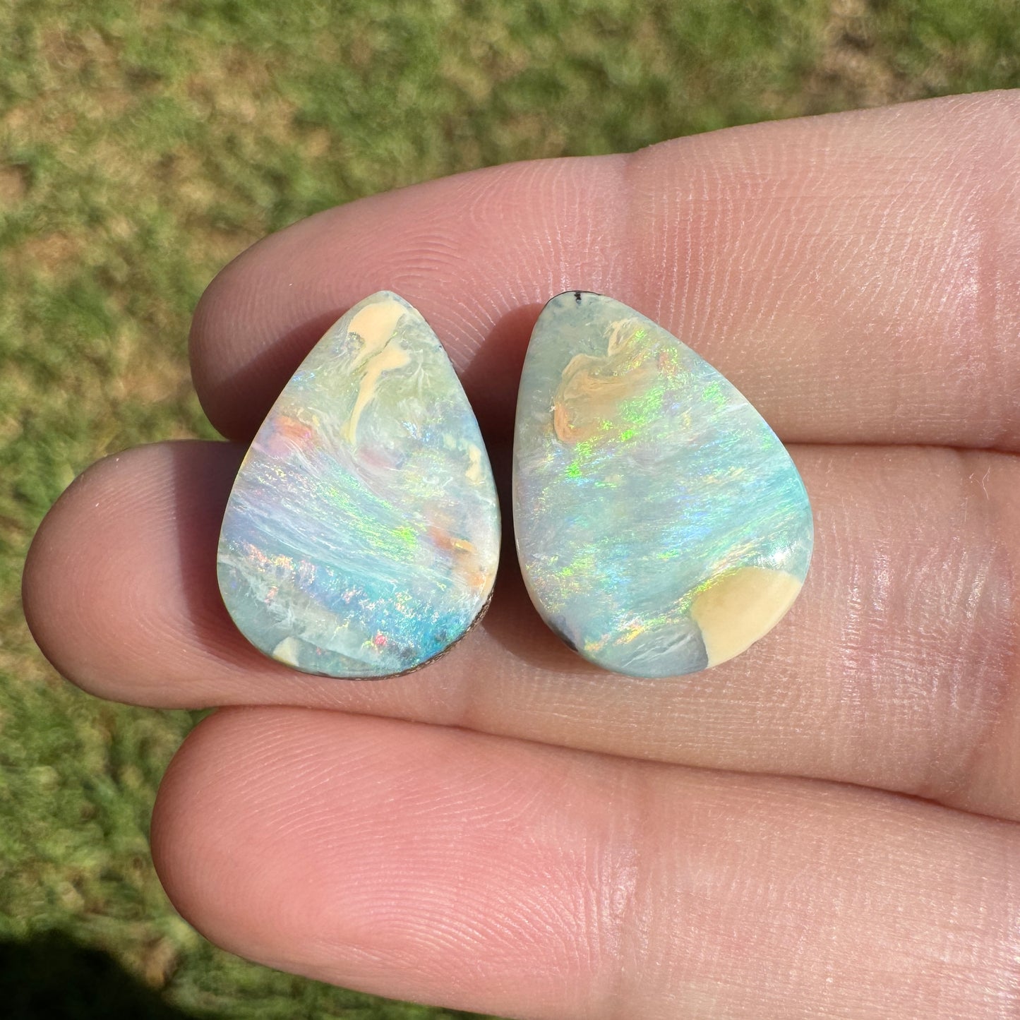 12.14 Ct teardrop boulder opal pair