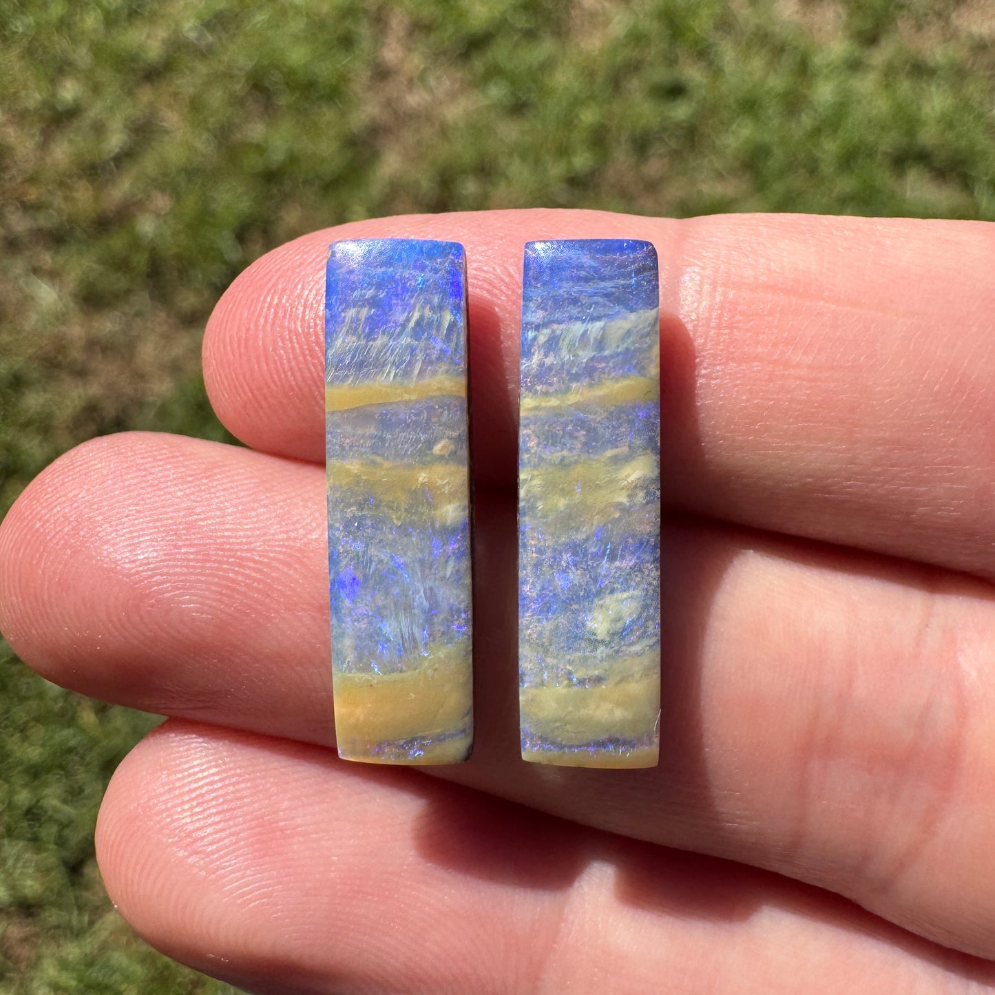 10.35 Ct long rectangle boulder opal pair