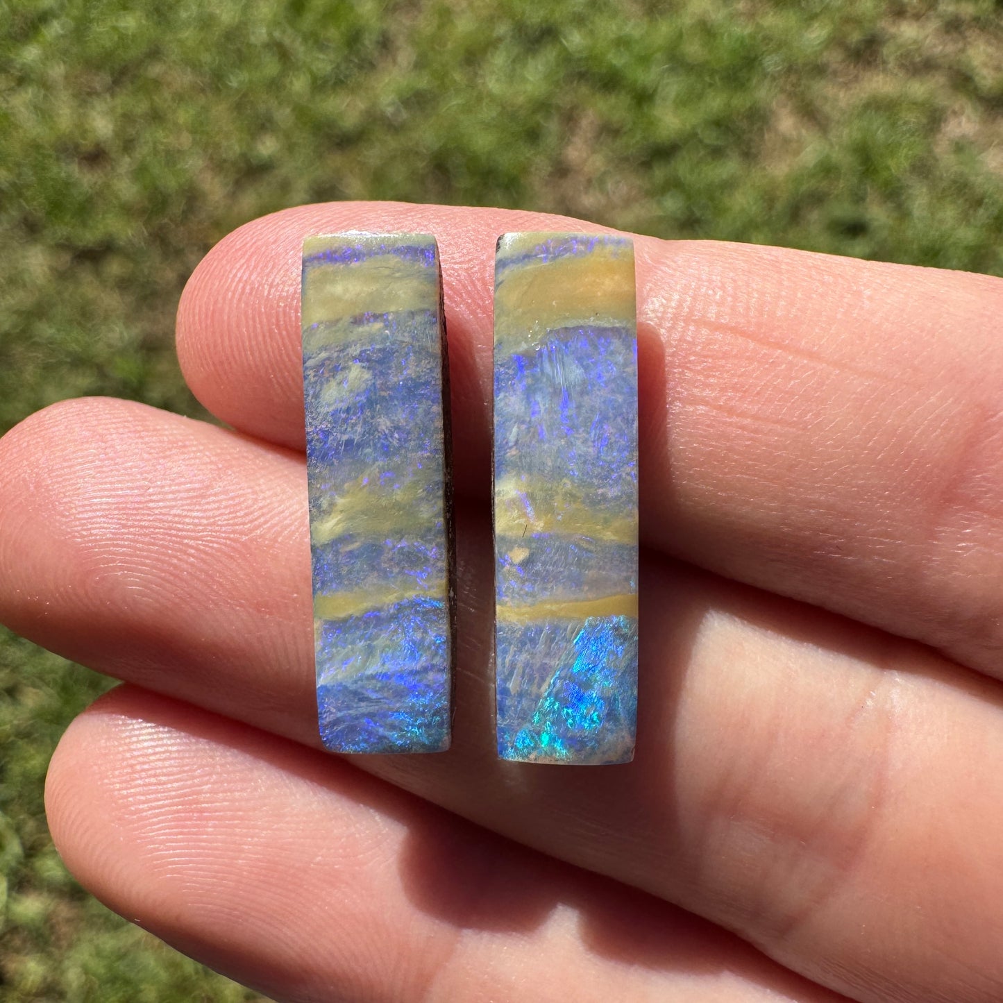 10.35 Ct long rectangle boulder opal pair