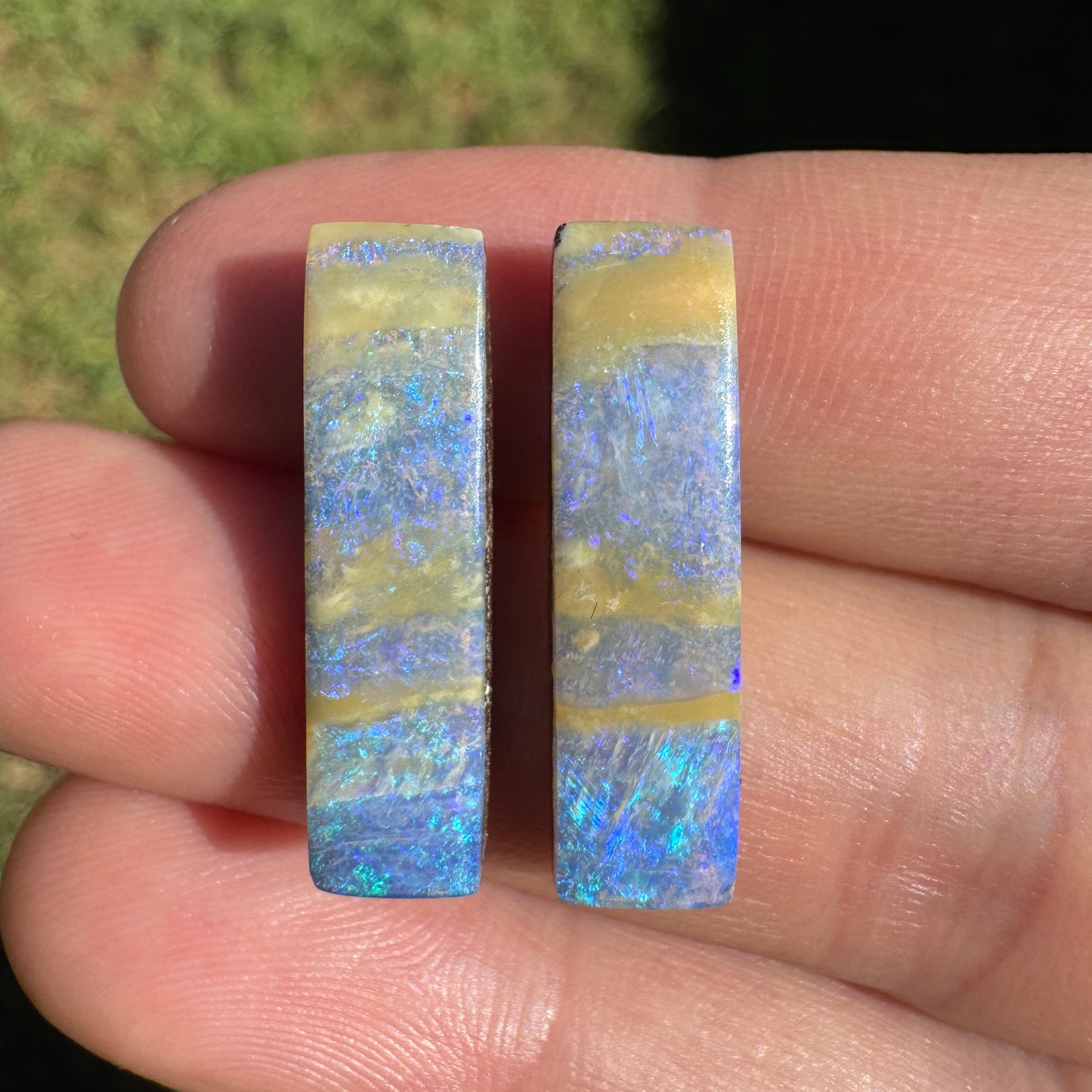 10.35 Ct long rectangle boulder opal pair