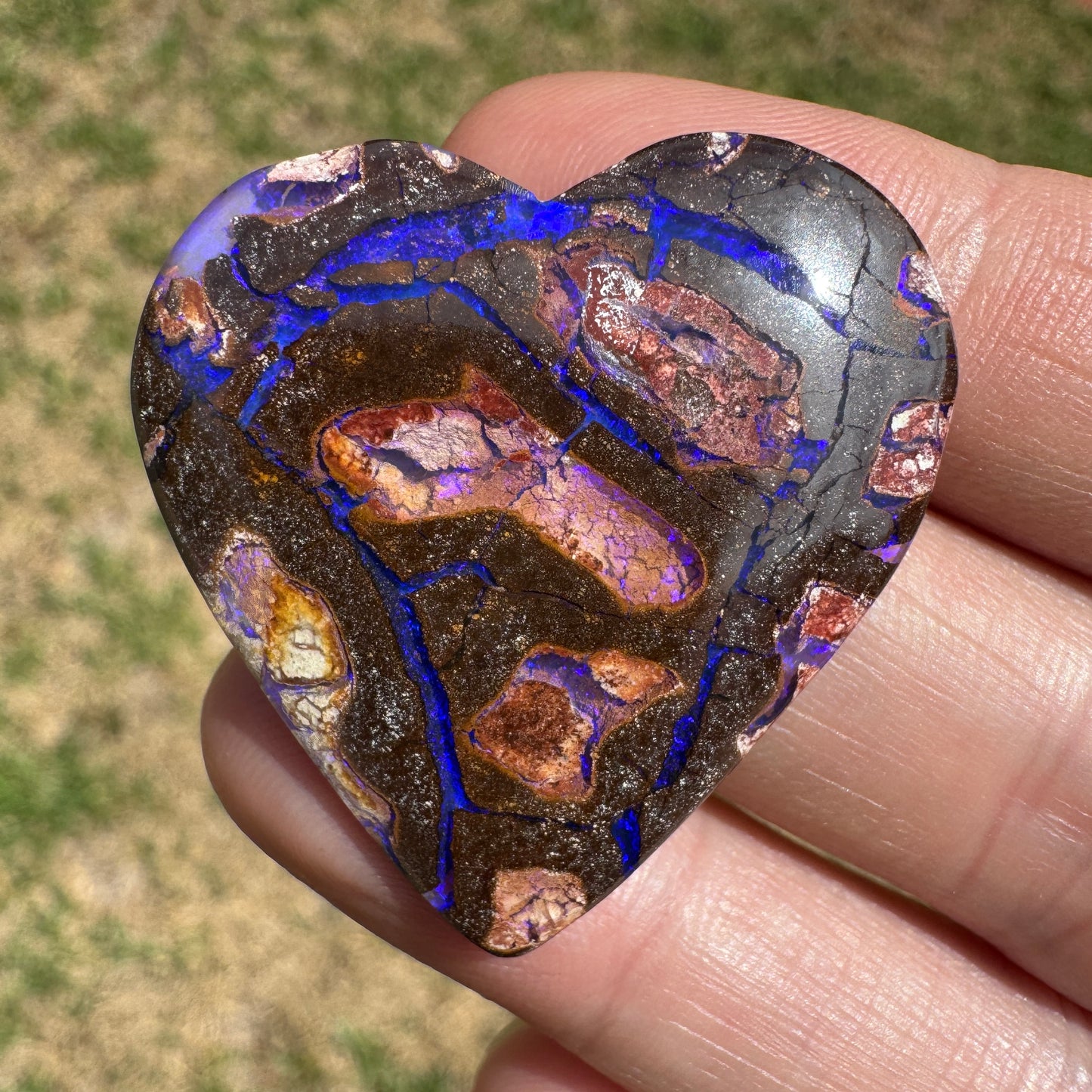 38.60 Ct large purple matrix heart opal