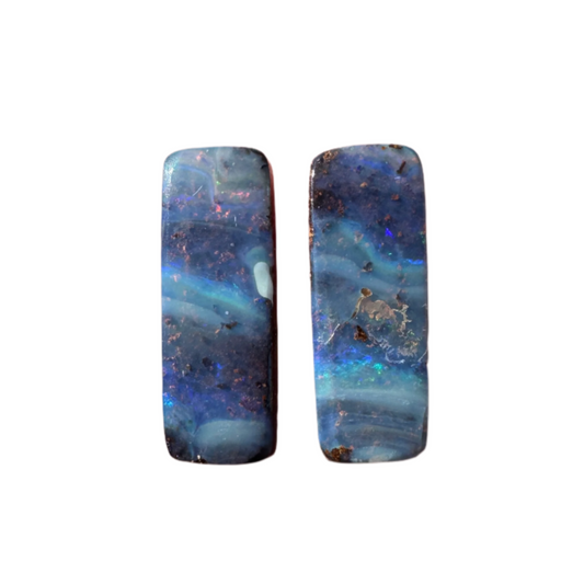 5.77 Ct small rectangle boulder opal pair