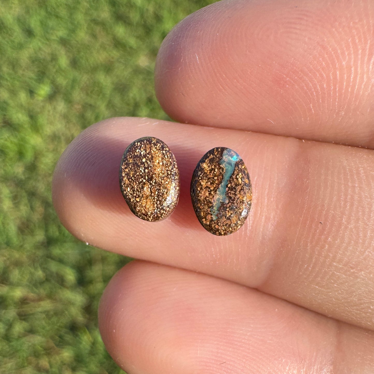 1.55 Ct extra small oval boulder opal pair