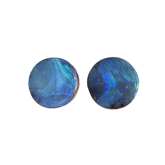 2.49 Ct circle boulder opal pair
