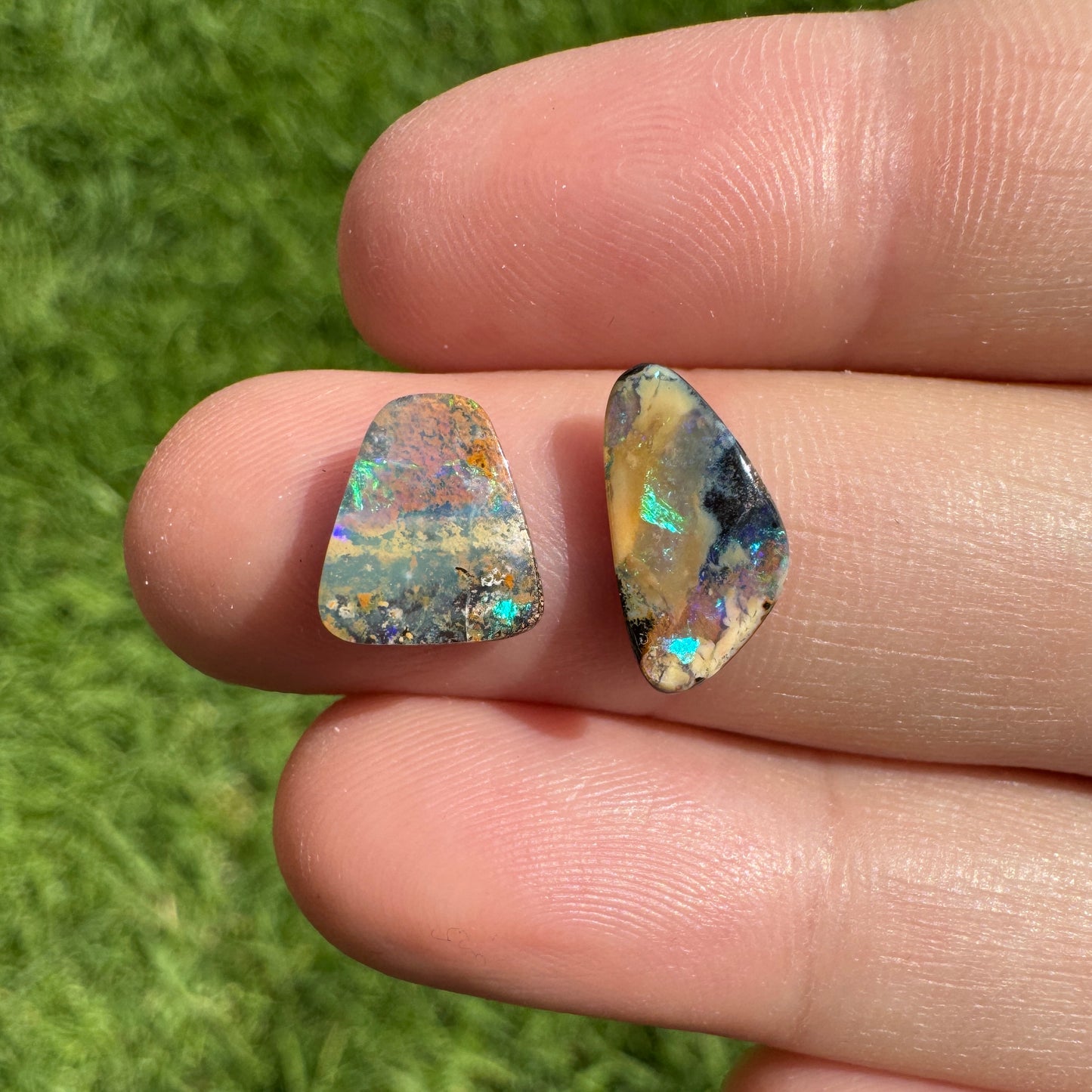 3.61 Ct two piece boulder opal set