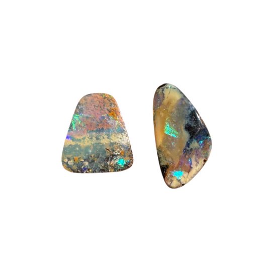 3.61 Ct two piece boulder opal set