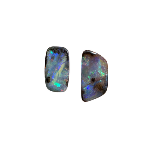2.43 Ct two piece boulder opal set