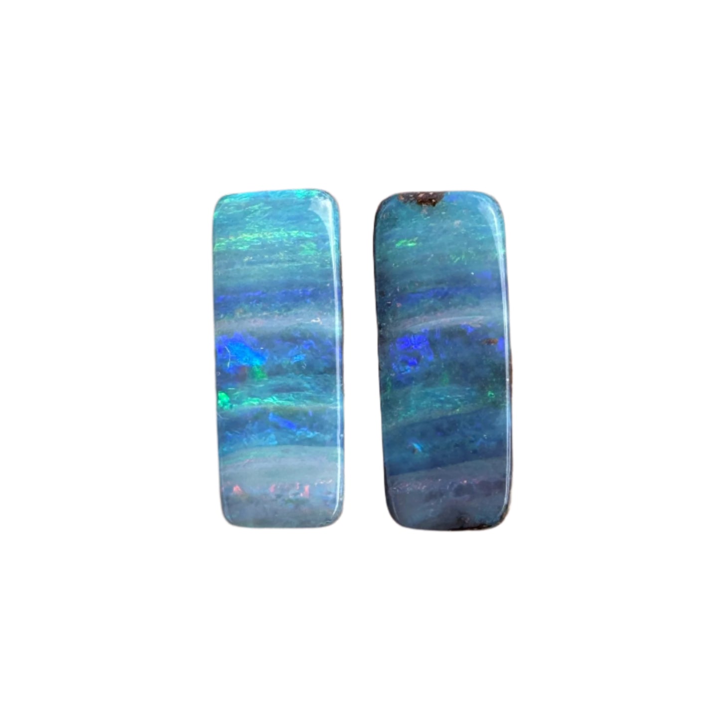 5.06 Ct rectangle boulder opal pair