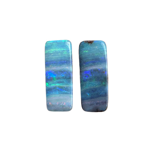 5.06 Ct rectangle boulder opal pair