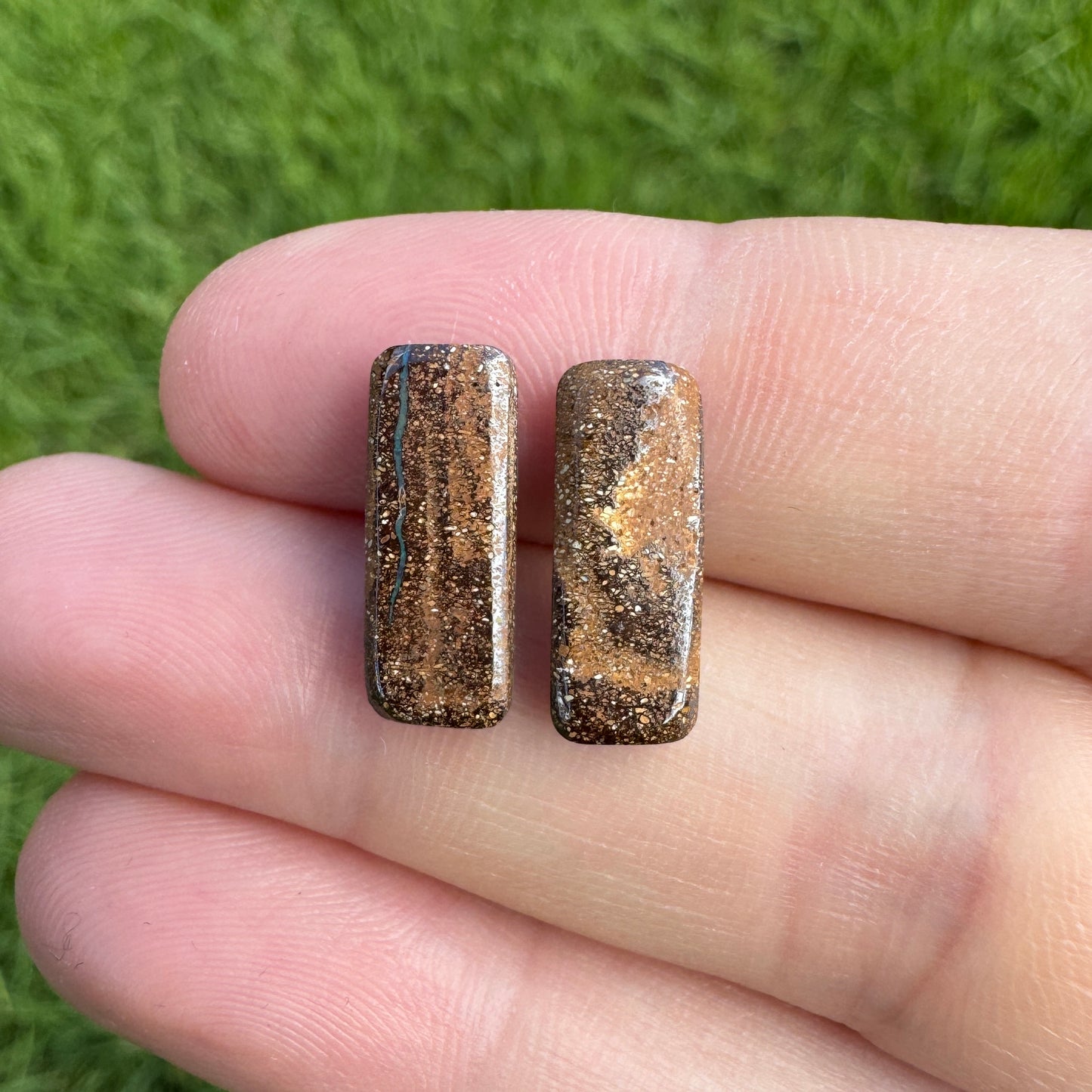 5.06 Ct rectangle boulder opal pair