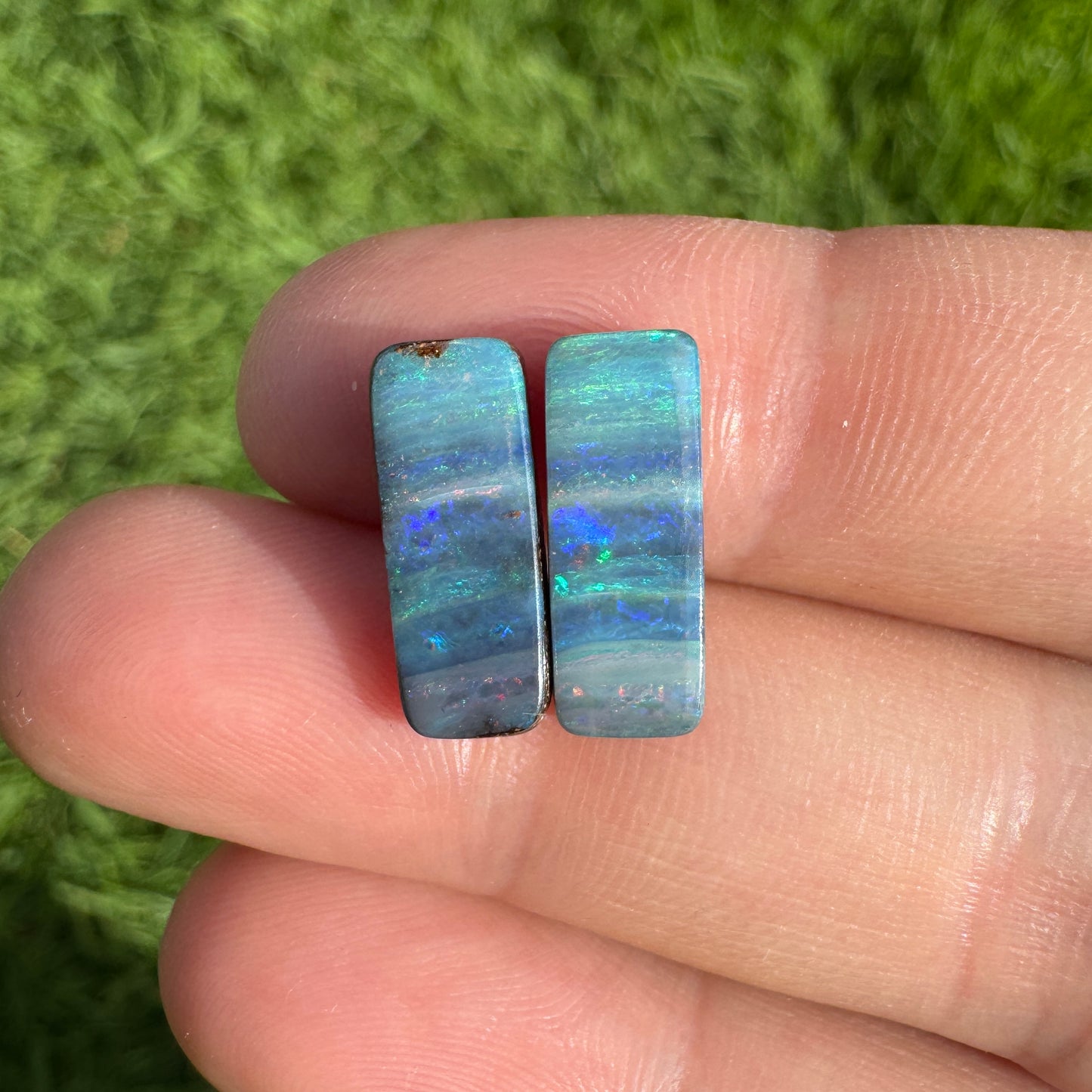 5.06 Ct rectangle boulder opal pair