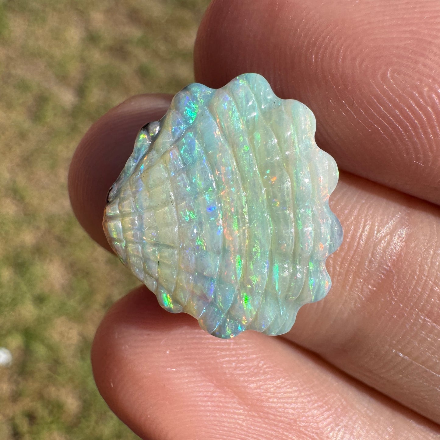 8.25 Ct pastel rainbow shell boulder opal carving