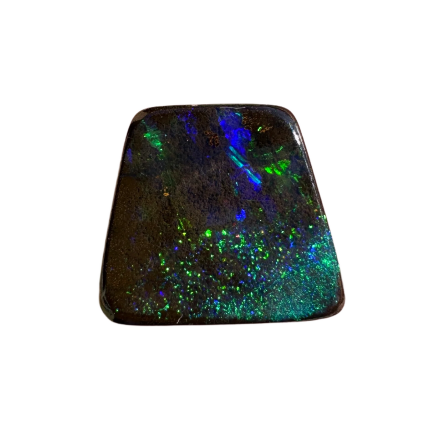 2.53 Ct small trapezoid black boulder opal