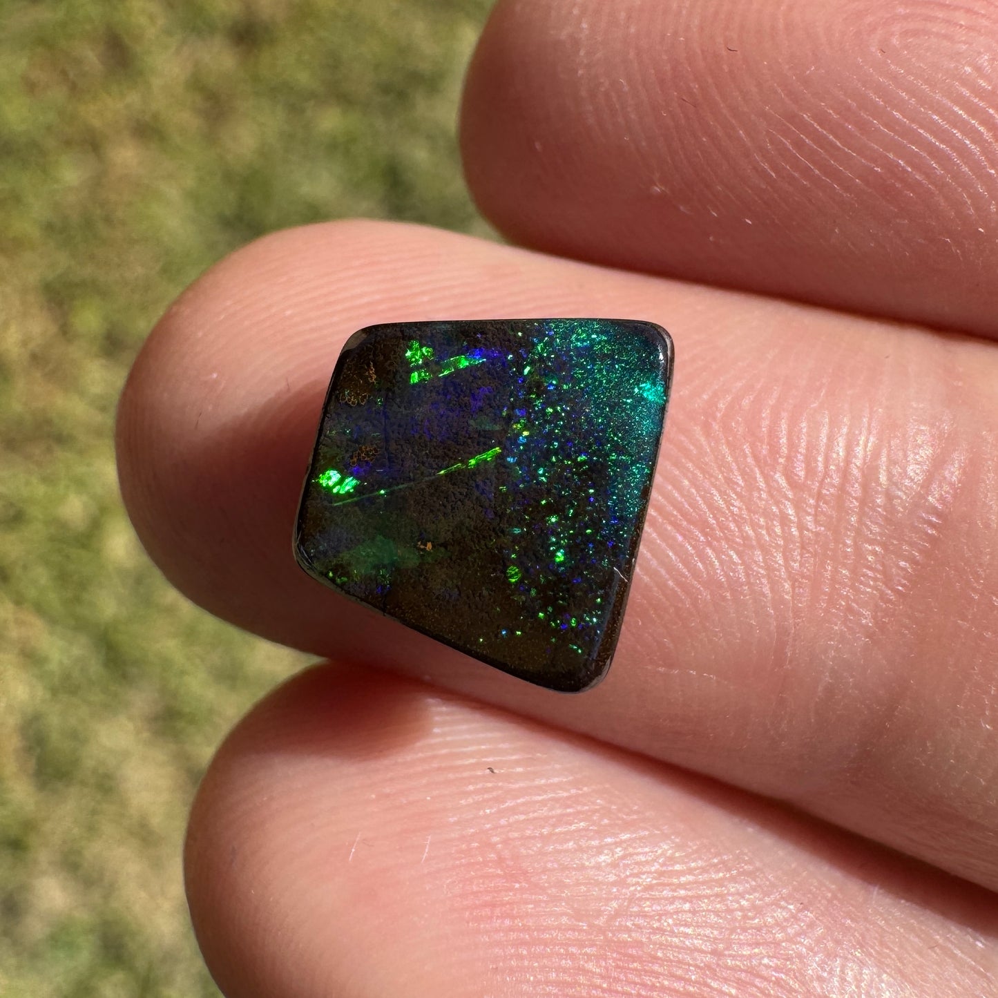 2.53 Ct small trapezoid black boulder opal