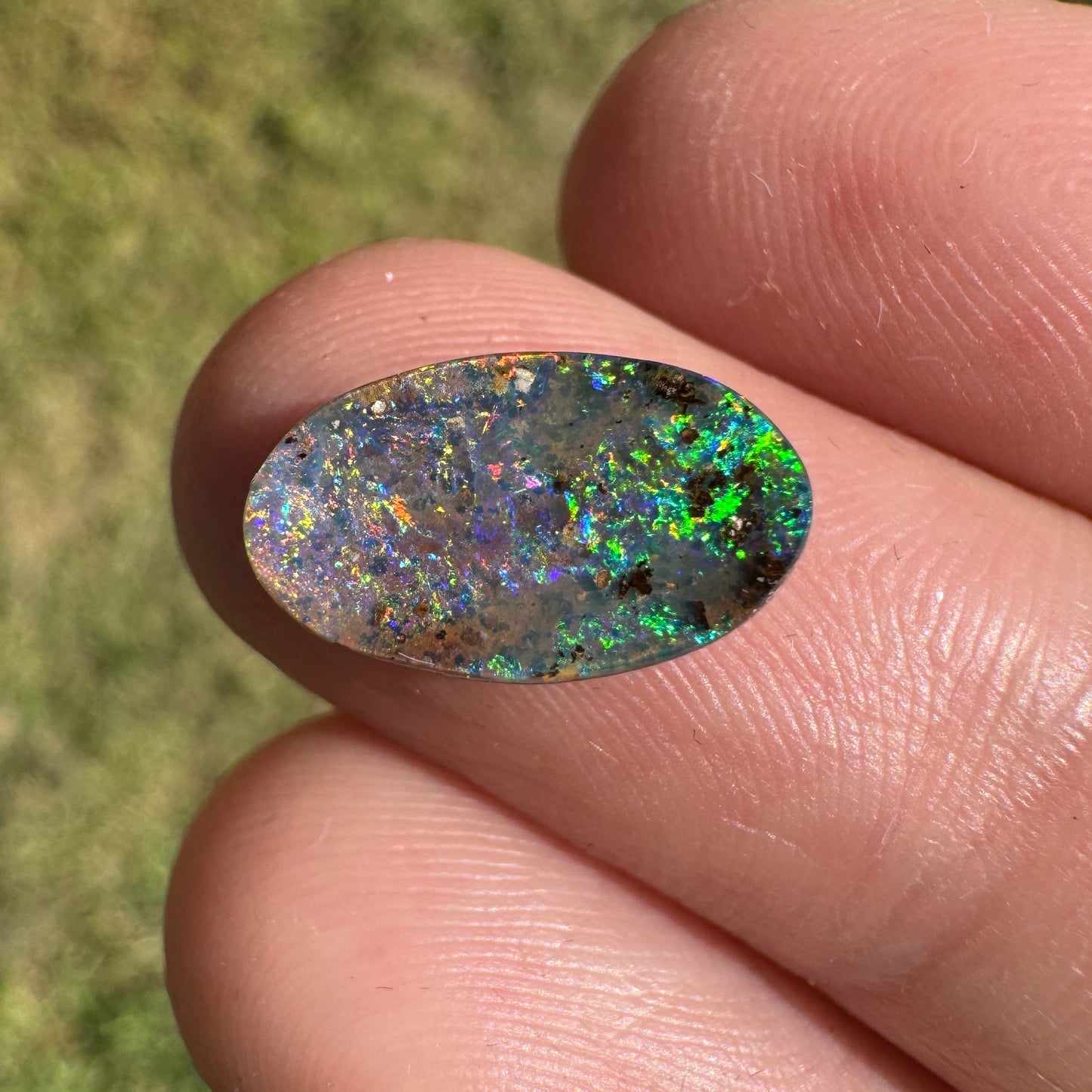 2.51 Ct rainbow oval boulder opal