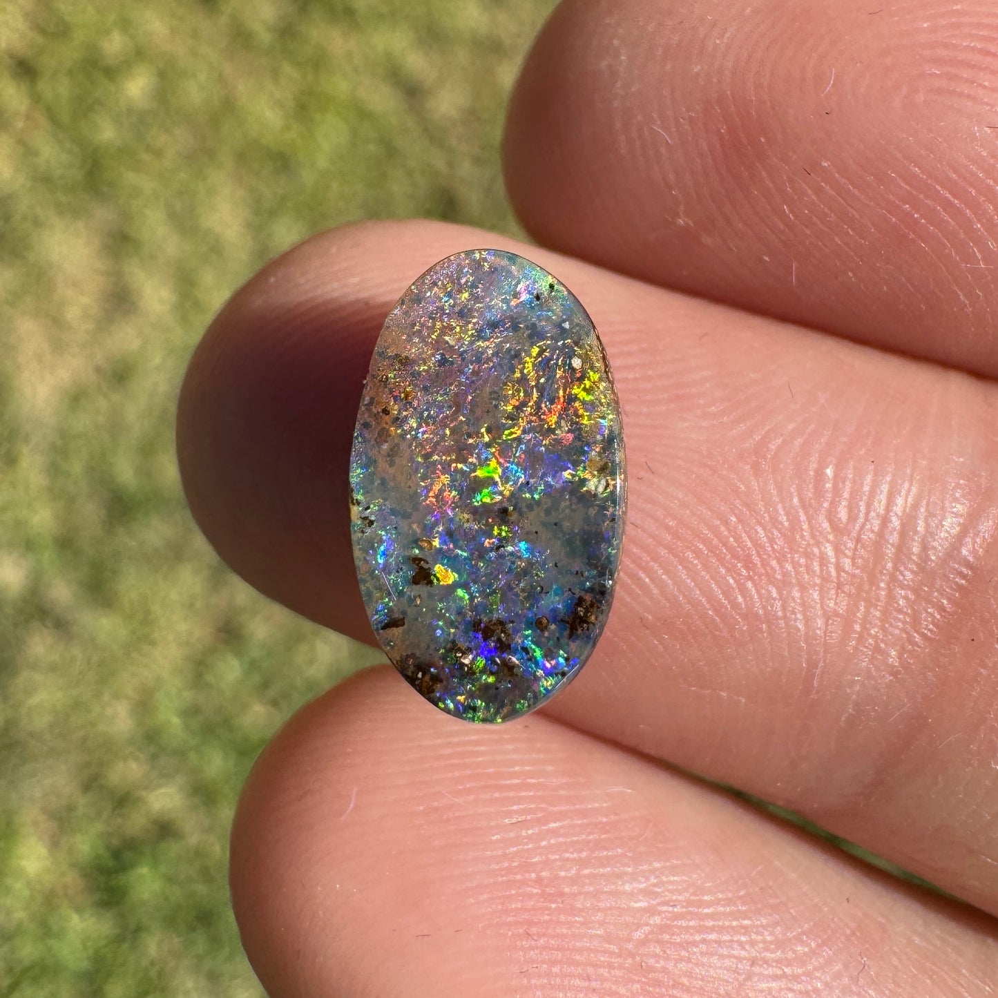2.51 Ct rainbow oval boulder opal