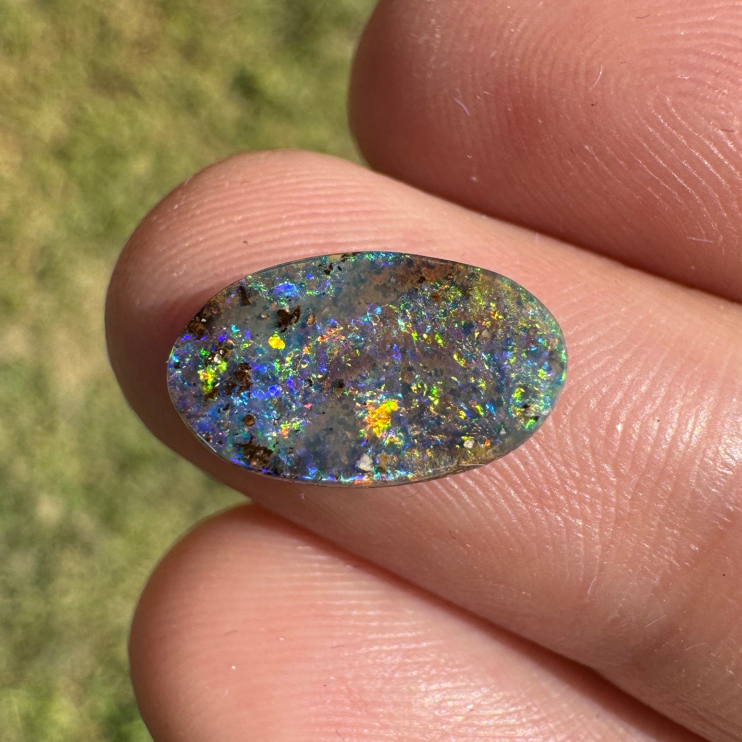 2.51 Ct rainbow oval boulder opal