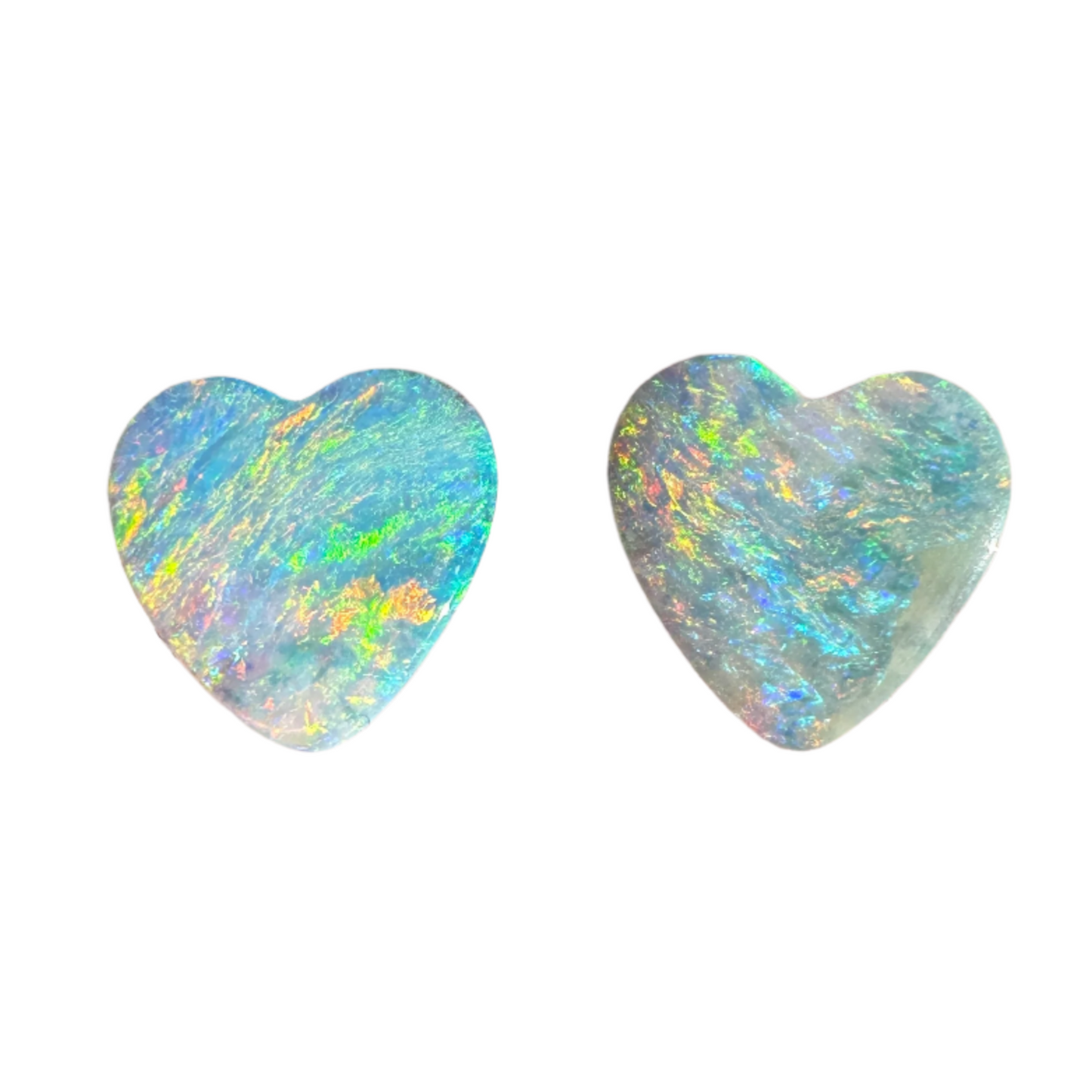 2.79 Ct rainbow heart boulder opal pair