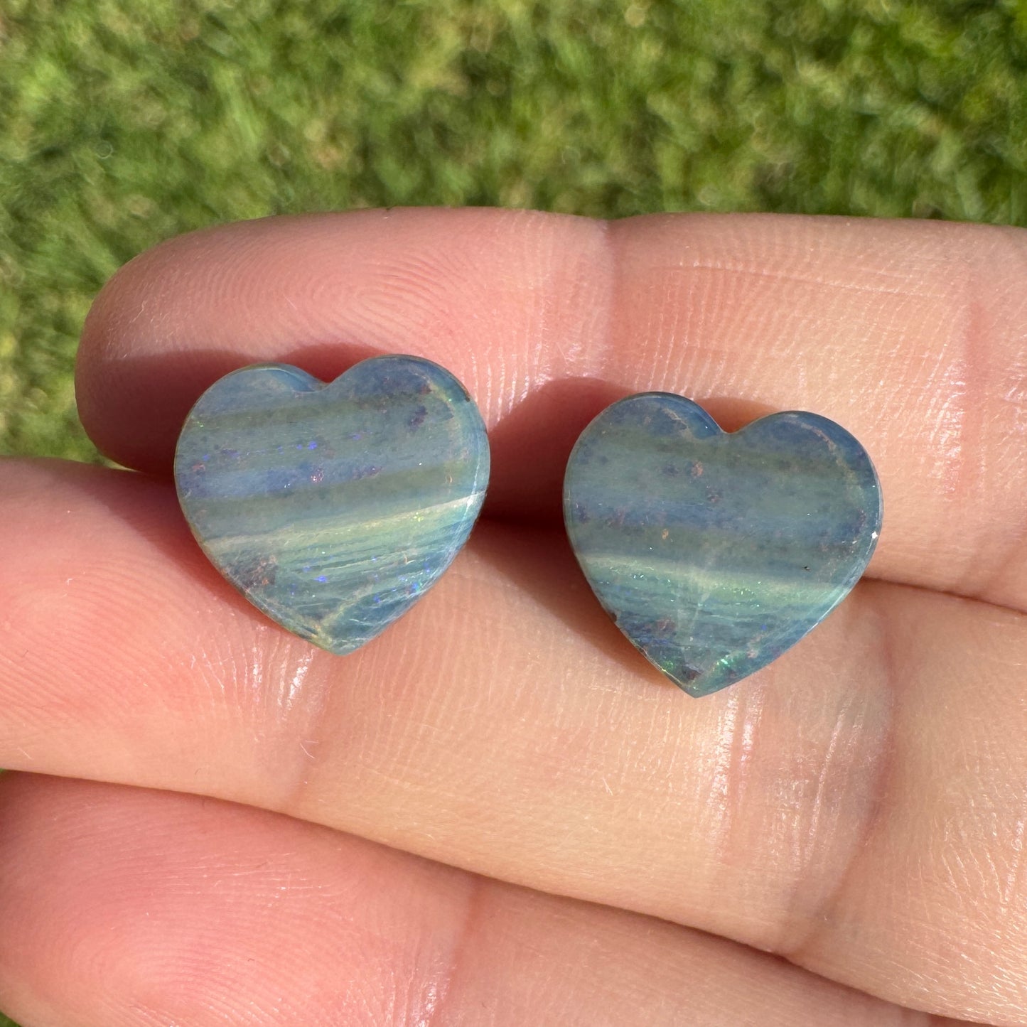 8.23 Ct boulder opal heart pair