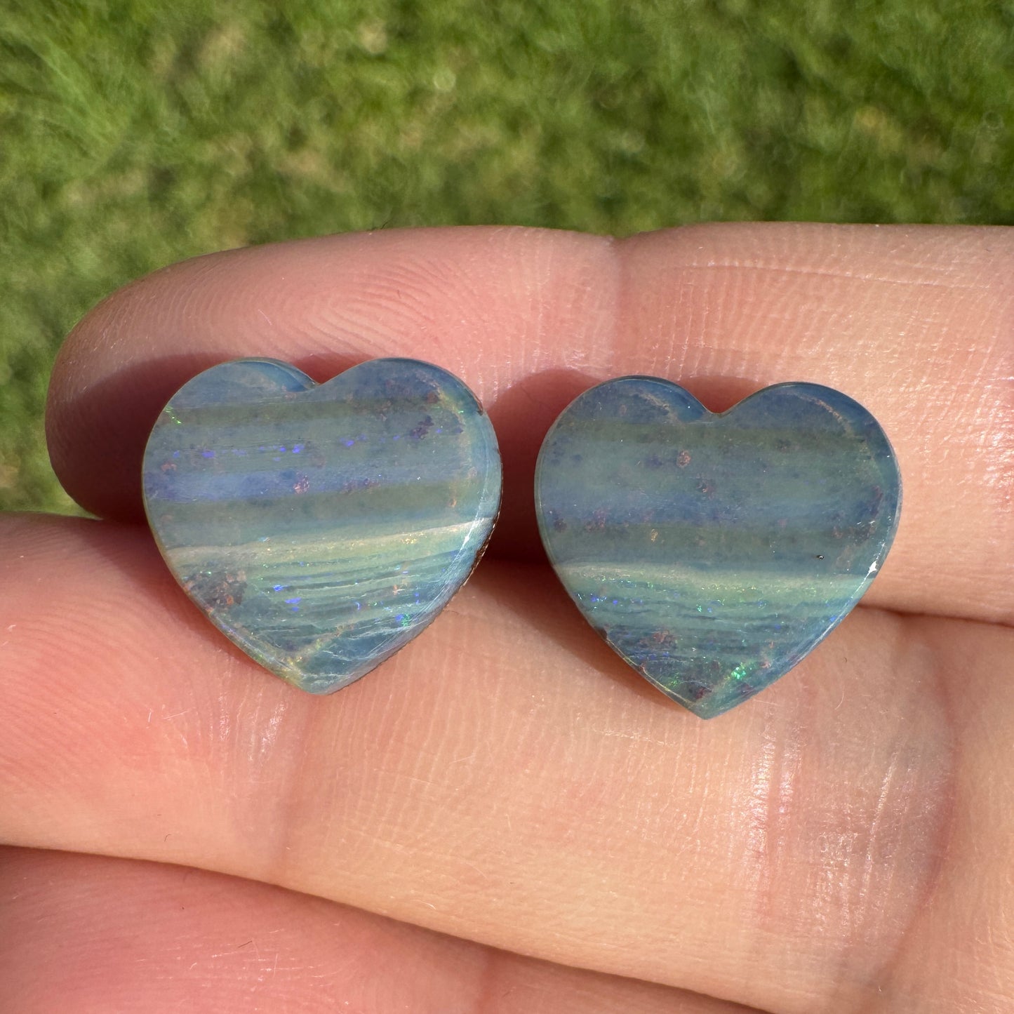 8.23 Ct boulder opal heart pair