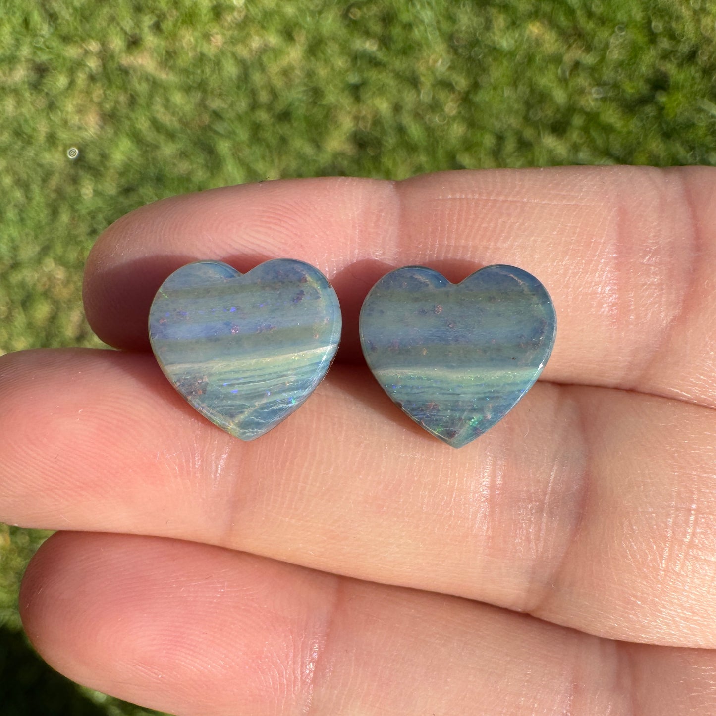 8.23 Ct boulder opal heart pair