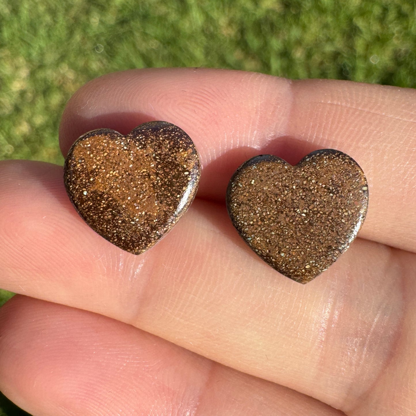 8.23 Ct boulder opal heart pair