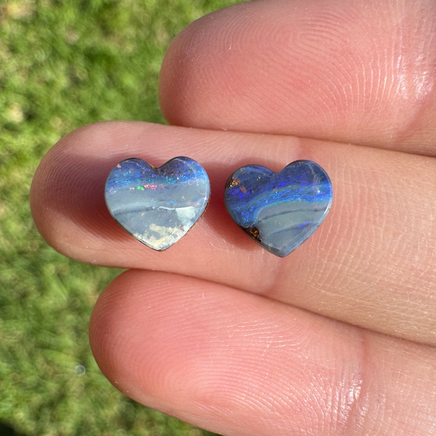 2.30 Ct heart boulder opal pair
