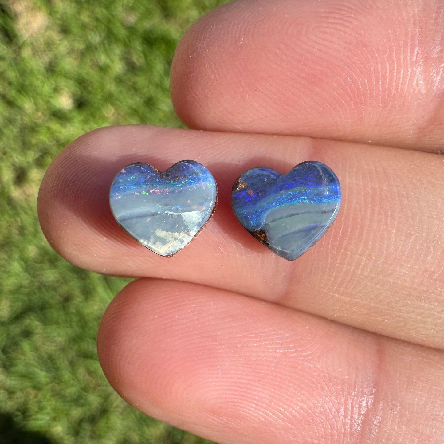 2.30 Ct heart boulder opal pair