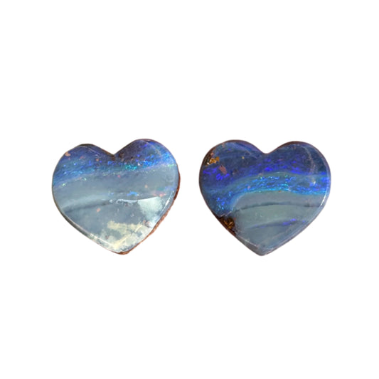 2.30 Ct heart boulder opal pair