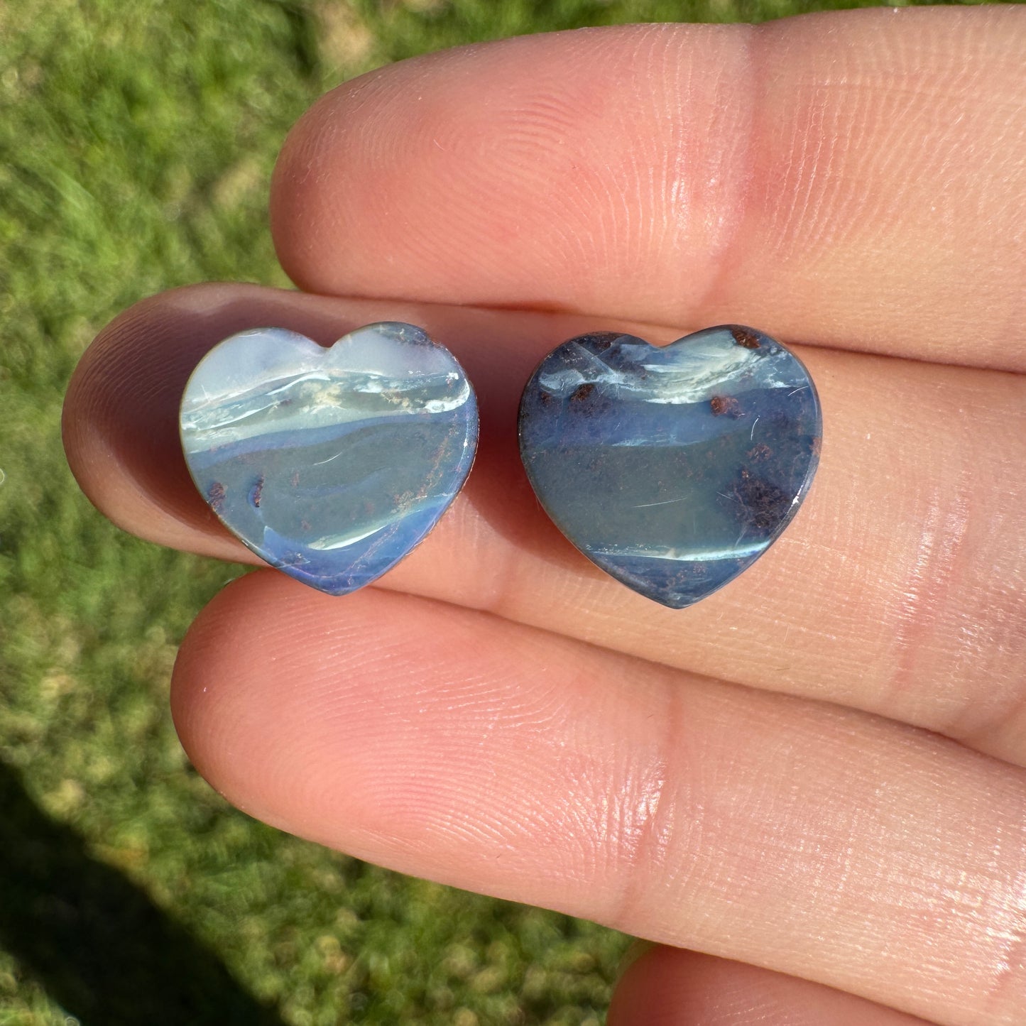 7.81 Ct heart boulder opal pair
