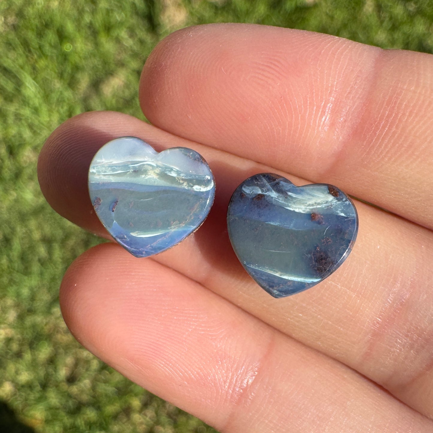 7.81 Ct heart boulder opal pair