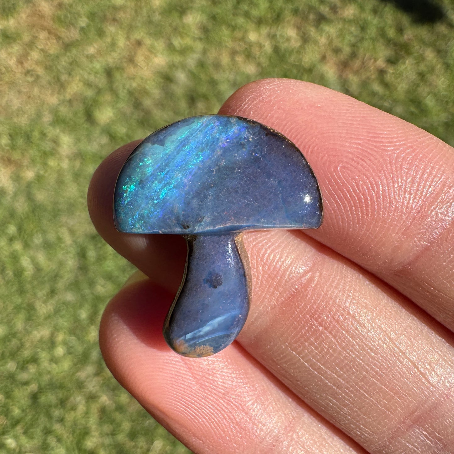 14.25 Ct boulder opal mushroom carving