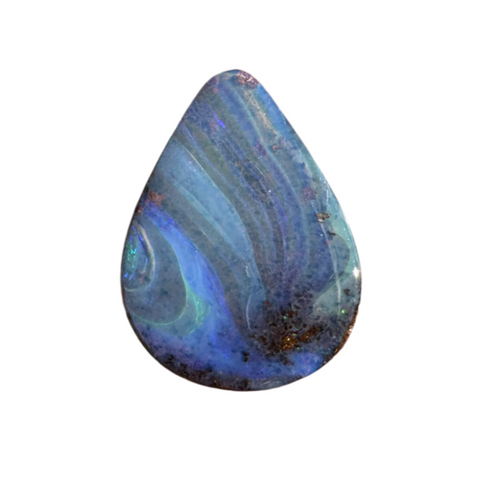 9.37 Ct swirly blue teardrop boulder opal