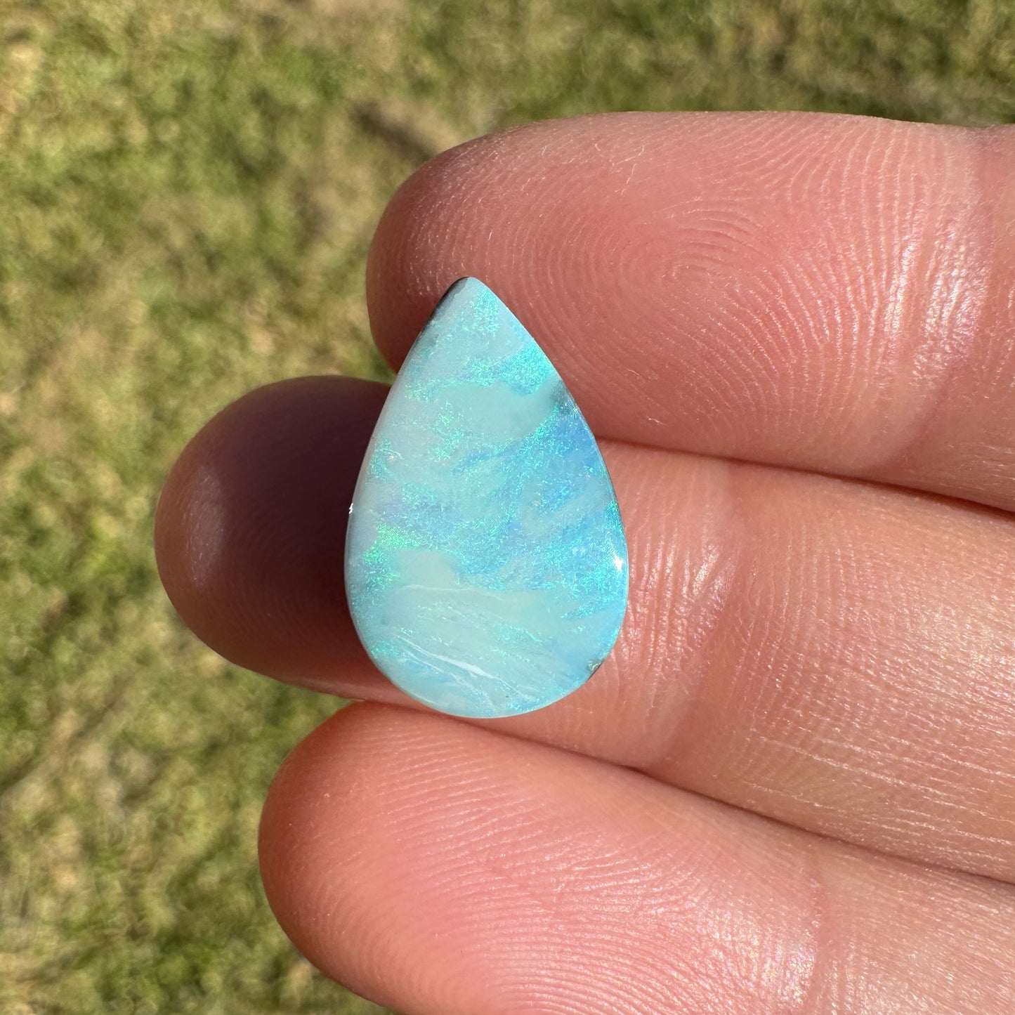 6.00 Ct sea green teardrop boulder opal
