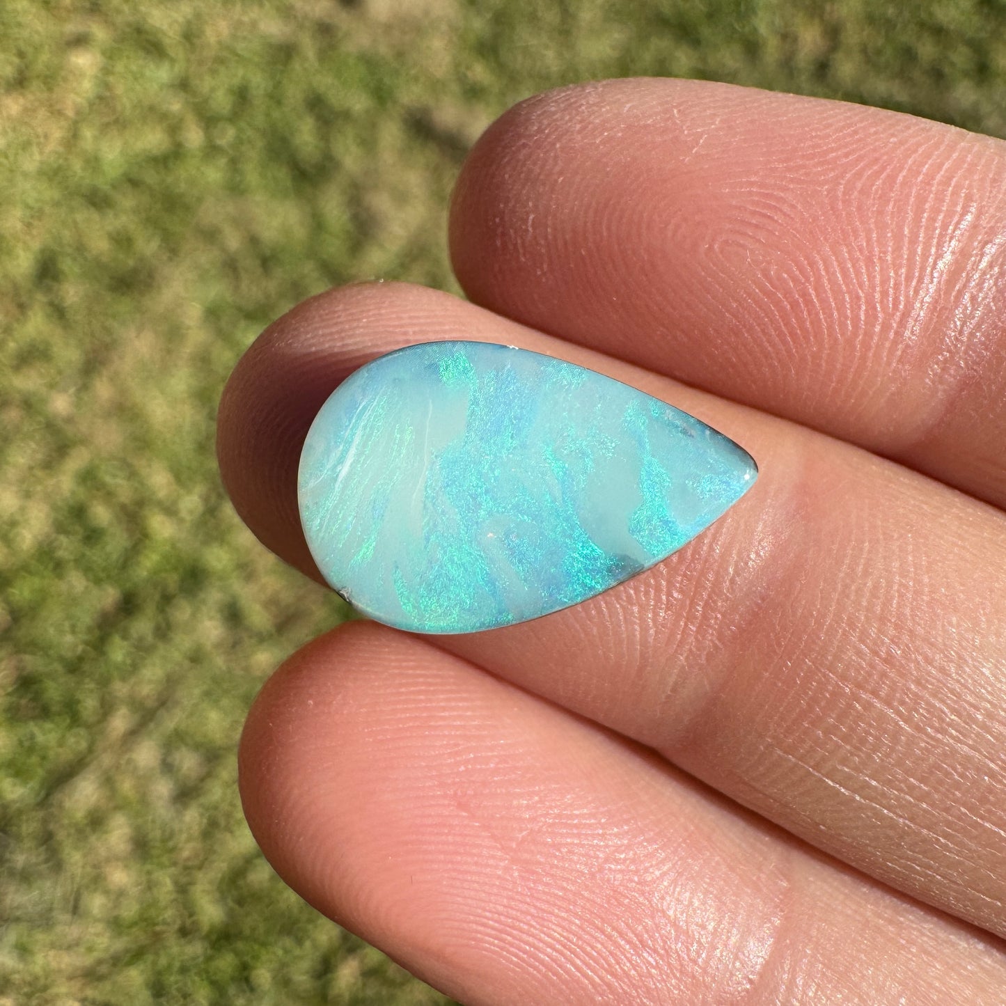 6.00 Ct sea green teardrop boulder opal