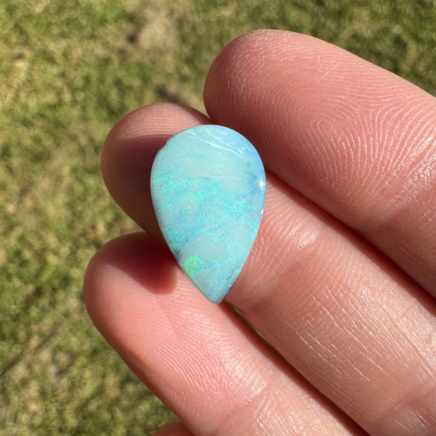 6.00 Ct sea green teardrop boulder opal