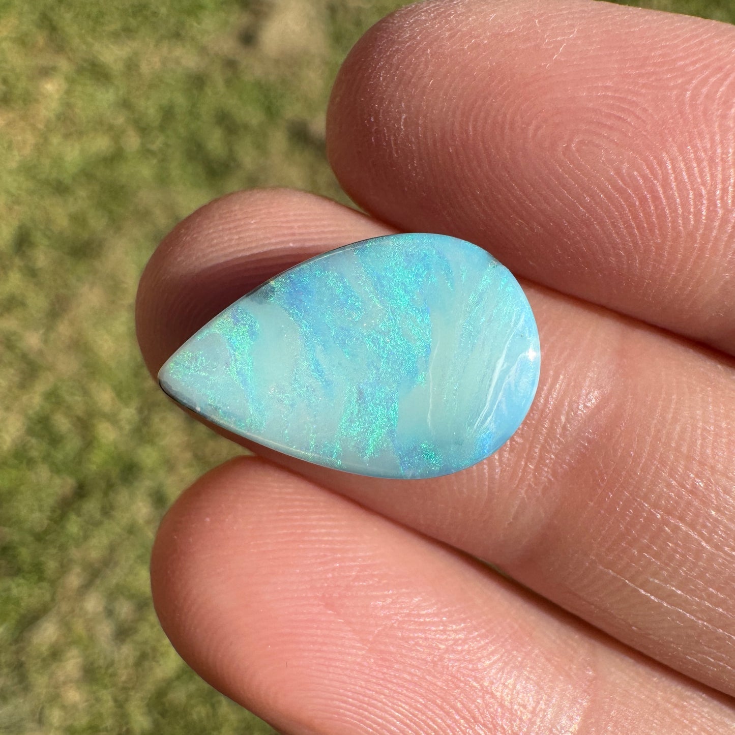 6.00 Ct sea green teardrop boulder opal
