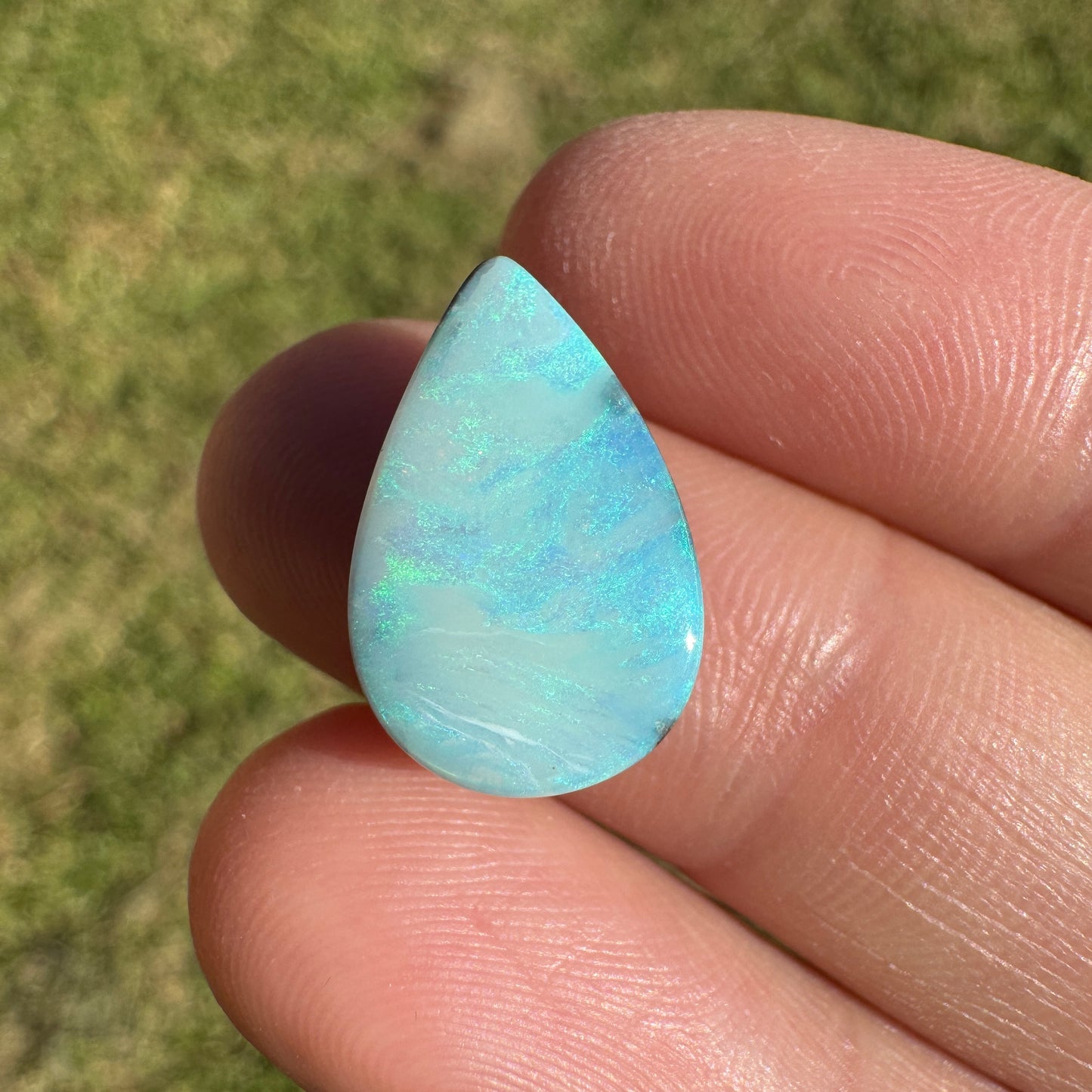 6.00 Ct sea green teardrop boulder opal