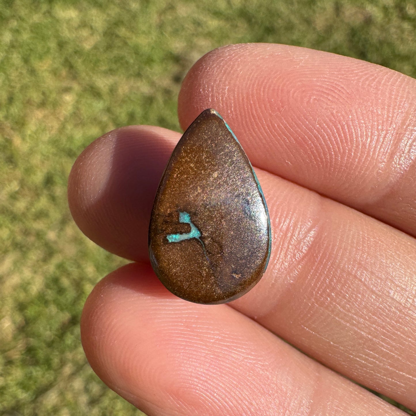 6.00 Ct sea green teardrop boulder opal