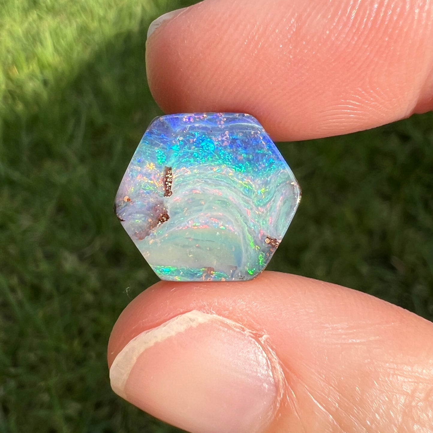 5.73 Ct hexagon boulder opal - Broken River Mining