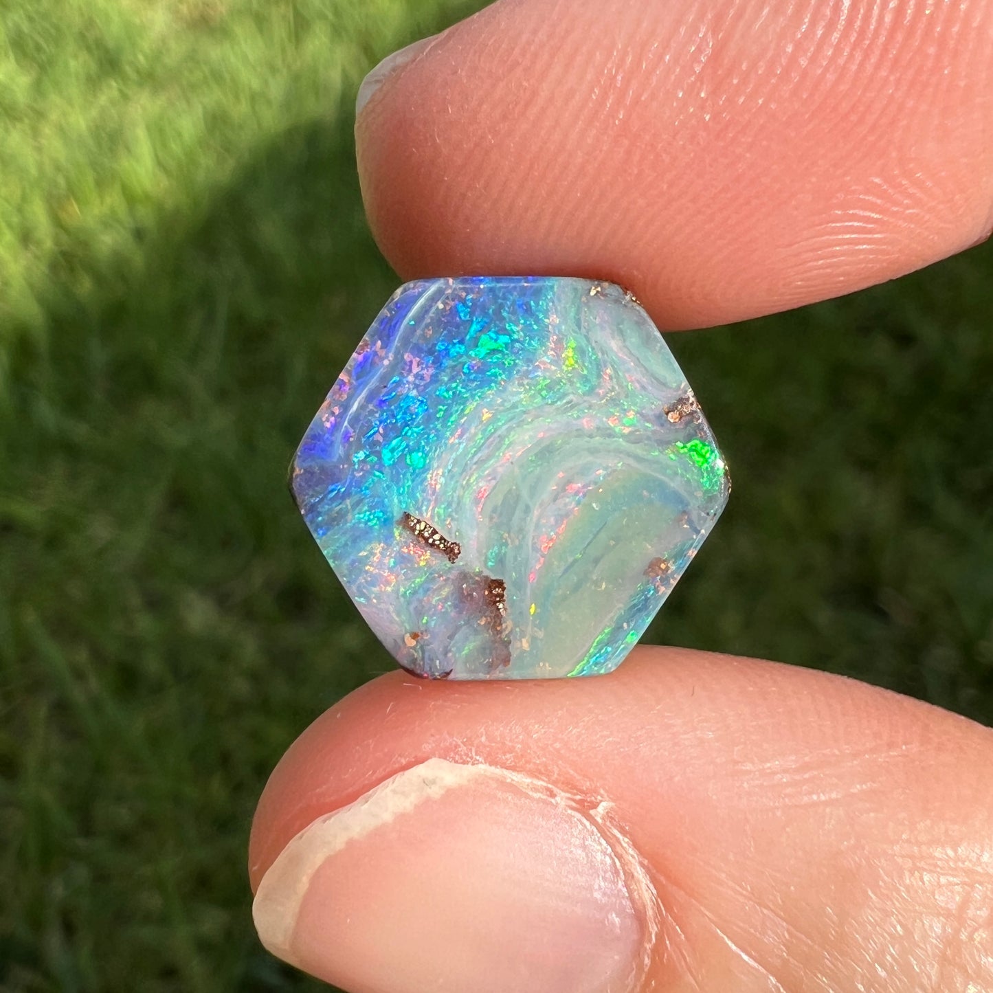 5.73 Ct hexagon boulder opal - Broken River Mining