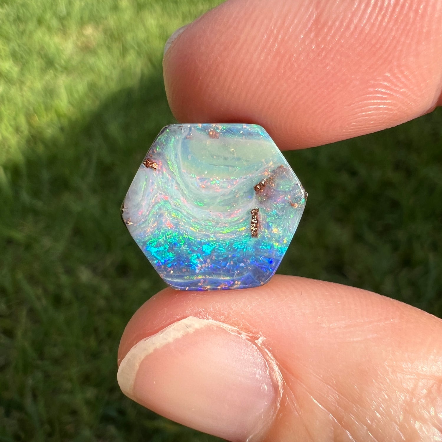 5.73 Ct hexagon boulder opal - Broken River Mining