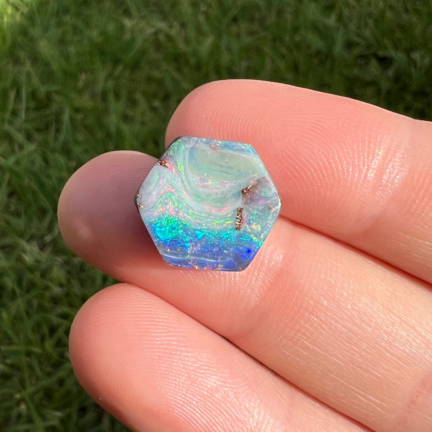 5.73 Ct hexagon boulder opal - Broken River Mining